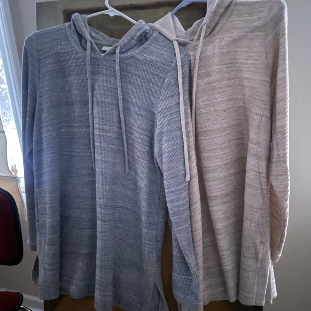 J. Jill Gray and Cream Hooded Sweatshirts